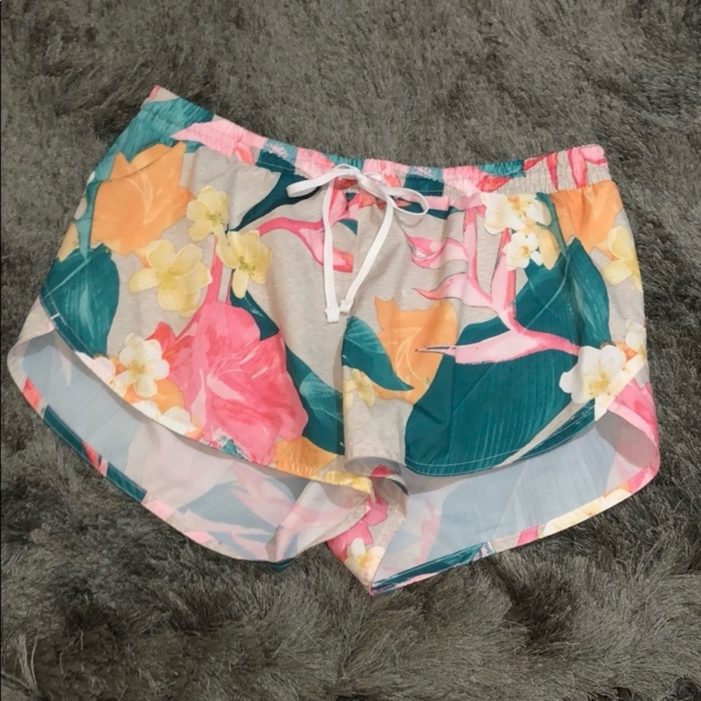 Nike Floral Athletic Shorts in Pink, Teal, Yellow - Picture 2 of 5
